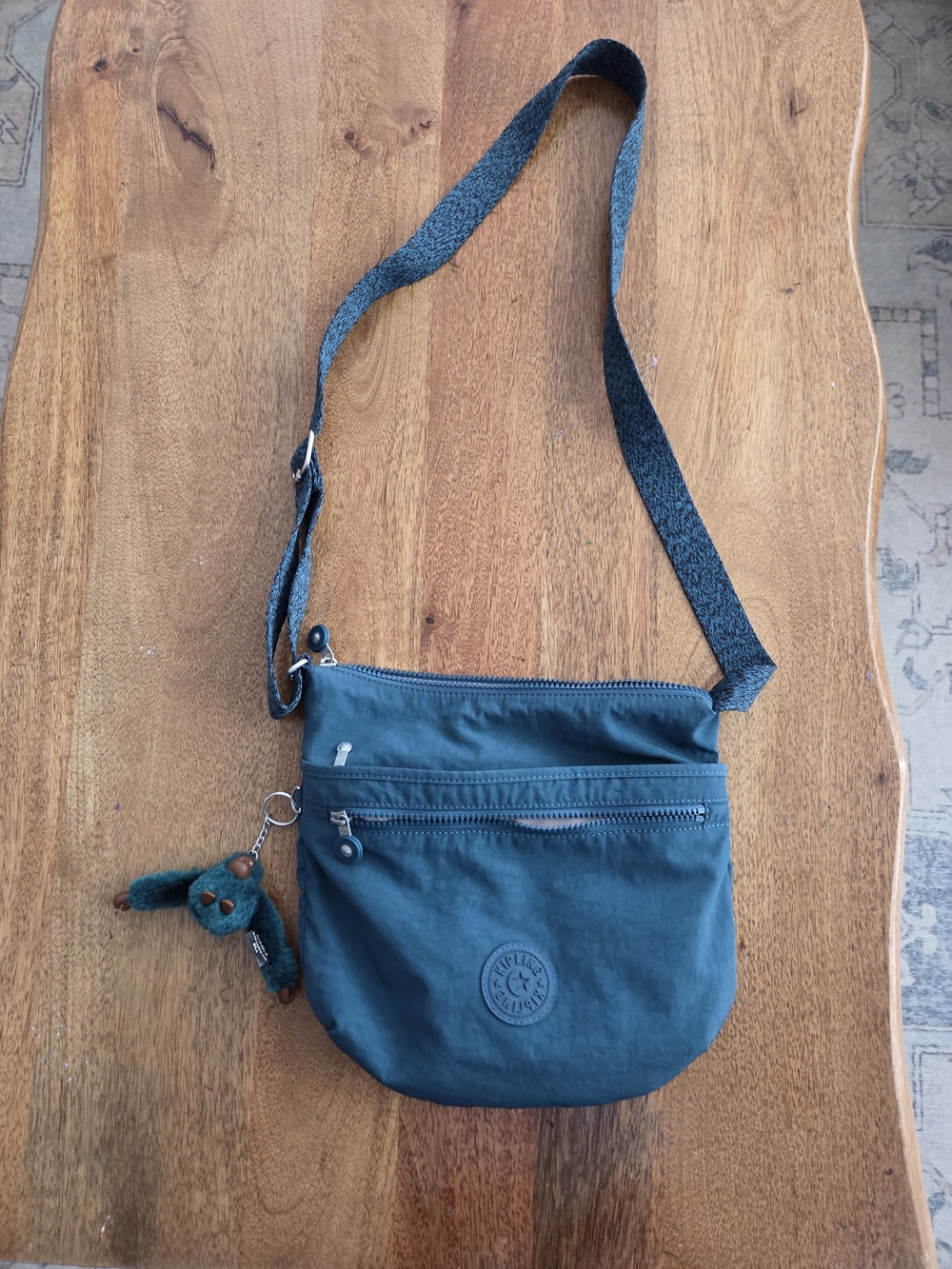 Kipling Teal Crossbody Bag with Monkey Charm